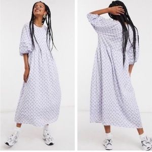 & Other Stories eco floral print smock maxi dress in white Size Sm (4-8)